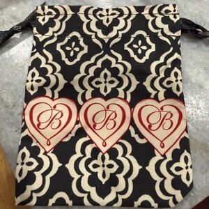 Brighton Monogrammed B Dustbag in Black and Cream with Red Accents, 4x 6 1/2”.
